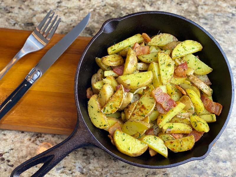 Freshly made Bacon ranch potatoes served in a bowl by the Colorado Potato Administrative Committee